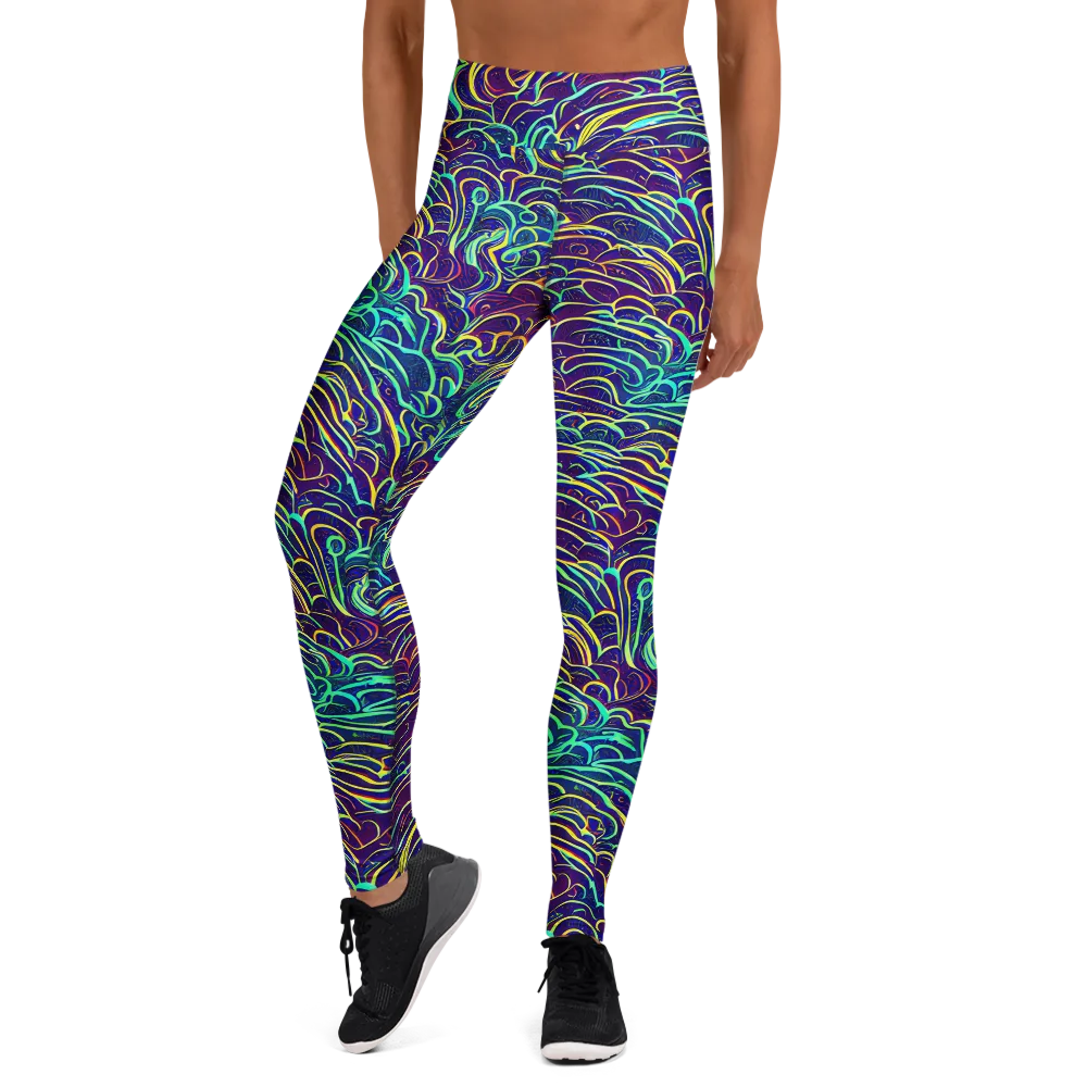 Cosmic Calligraphy on Yoga Leggings — Front