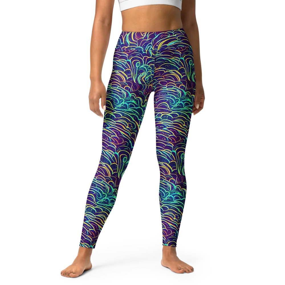 Cosmic Calligraphy on Yoga Leggings — Front