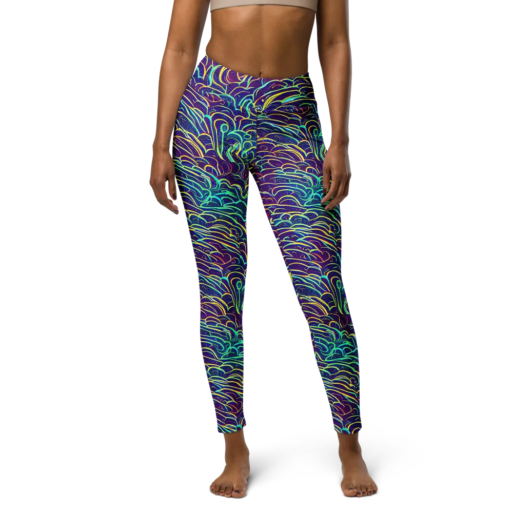 Cosmic Calligraphy on Yoga Leggings — Front
