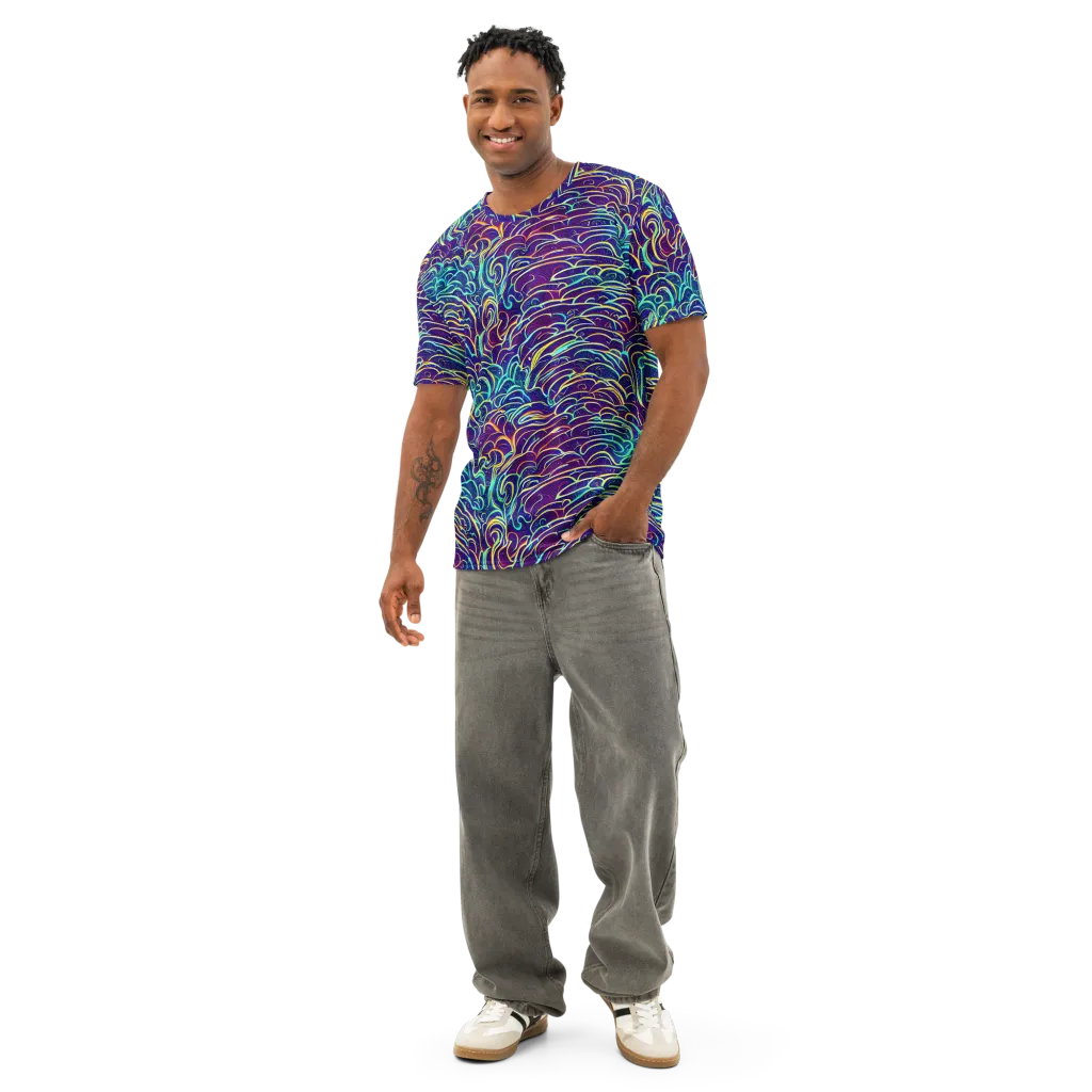 Cosmic Calligraphy on Men's Cotton Crew Neck T-Shirt — Front