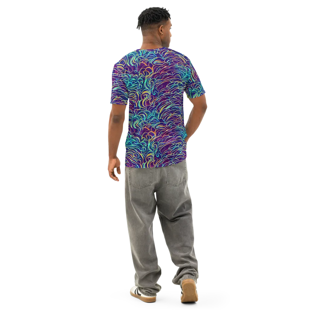 Cosmic Calligraphy on Men's Cotton Crew Neck T-Shirt — Back