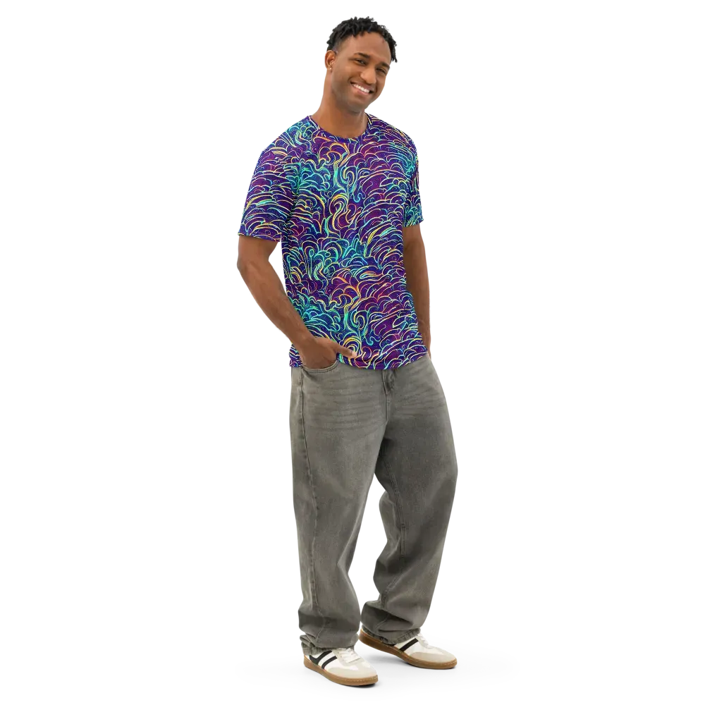 Cosmic Calligraphy on Men's Cotton Crew Neck T-Shirt — Right Front