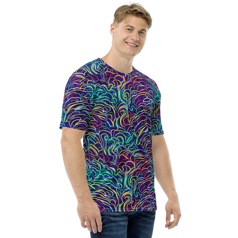 Cosmic Calligraphy on Men's Crew Neck T-Shirt — Right