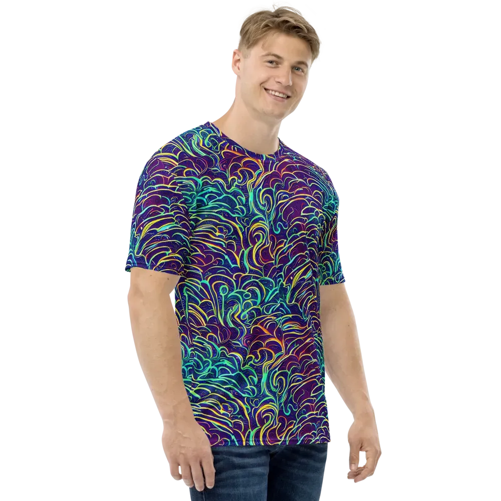 Cosmic Calligraphy on Men's Crew Neck T-Shirt — Right