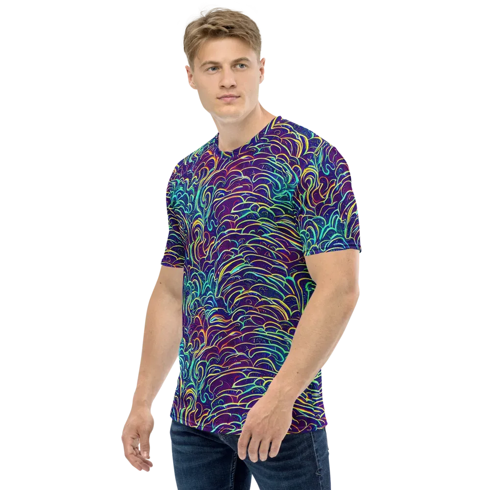 Cosmic Calligraphy on Men's Crew Neck T-Shirt — Left