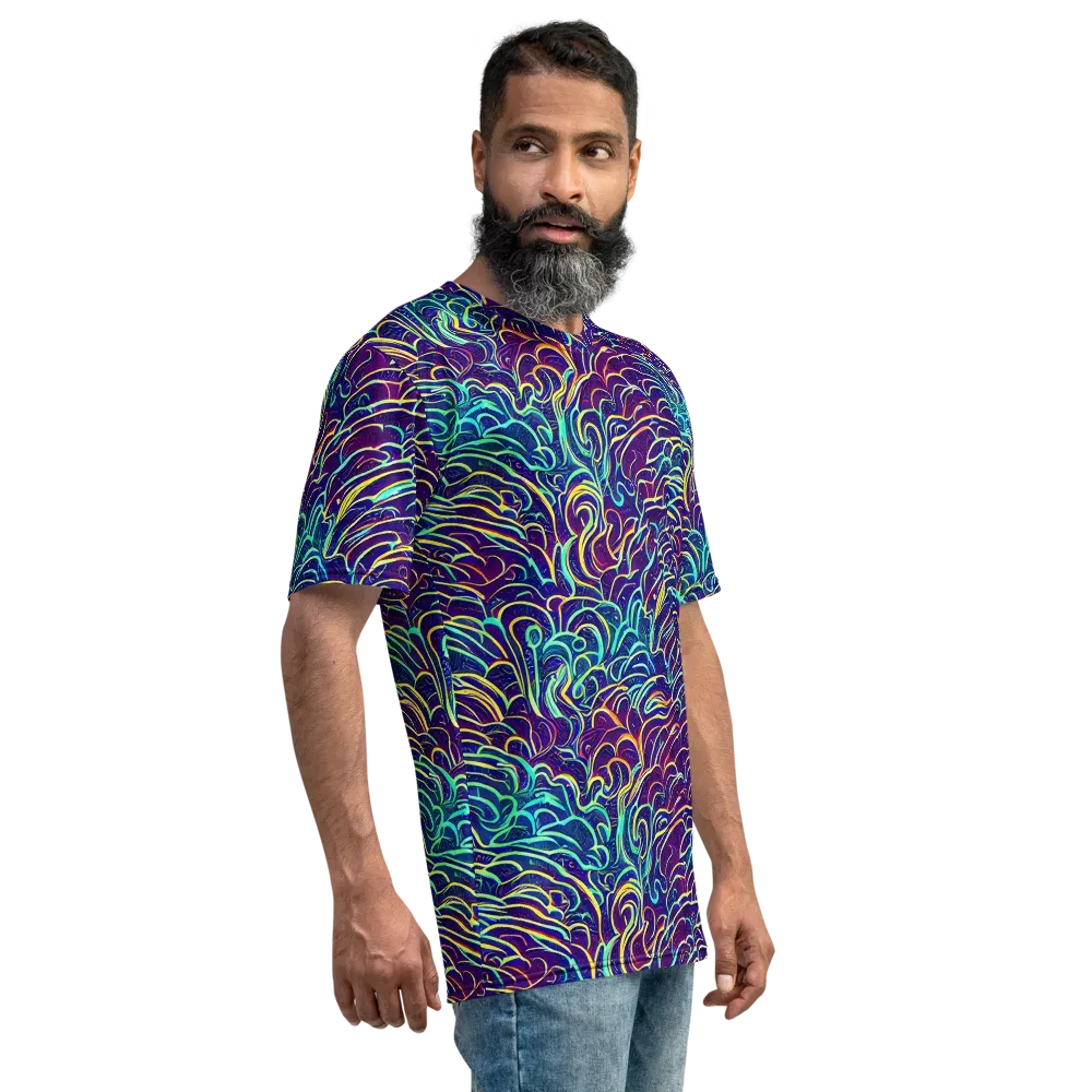 Cosmic Calligraphy on Men's Crew Neck T-Shirt — Right