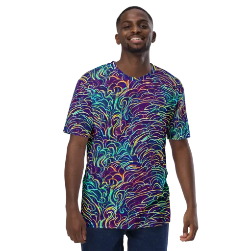 Cosmic Calligraphy on a Men's Crew Neck T-Shirt