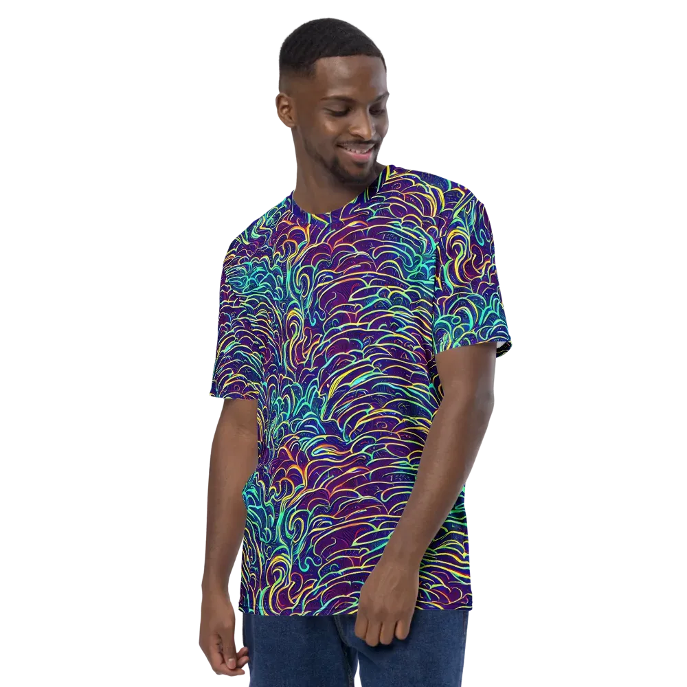 Cosmic Calligraphy on Men's Crew Neck T-Shirt — Left