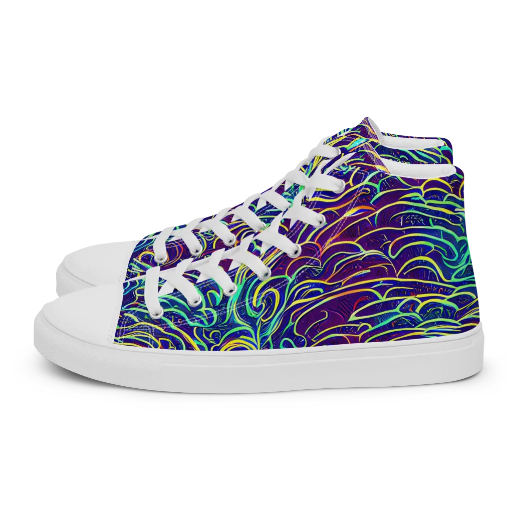 Cosmic Calligraphy on Men's High Top Canvas Shoes — Left