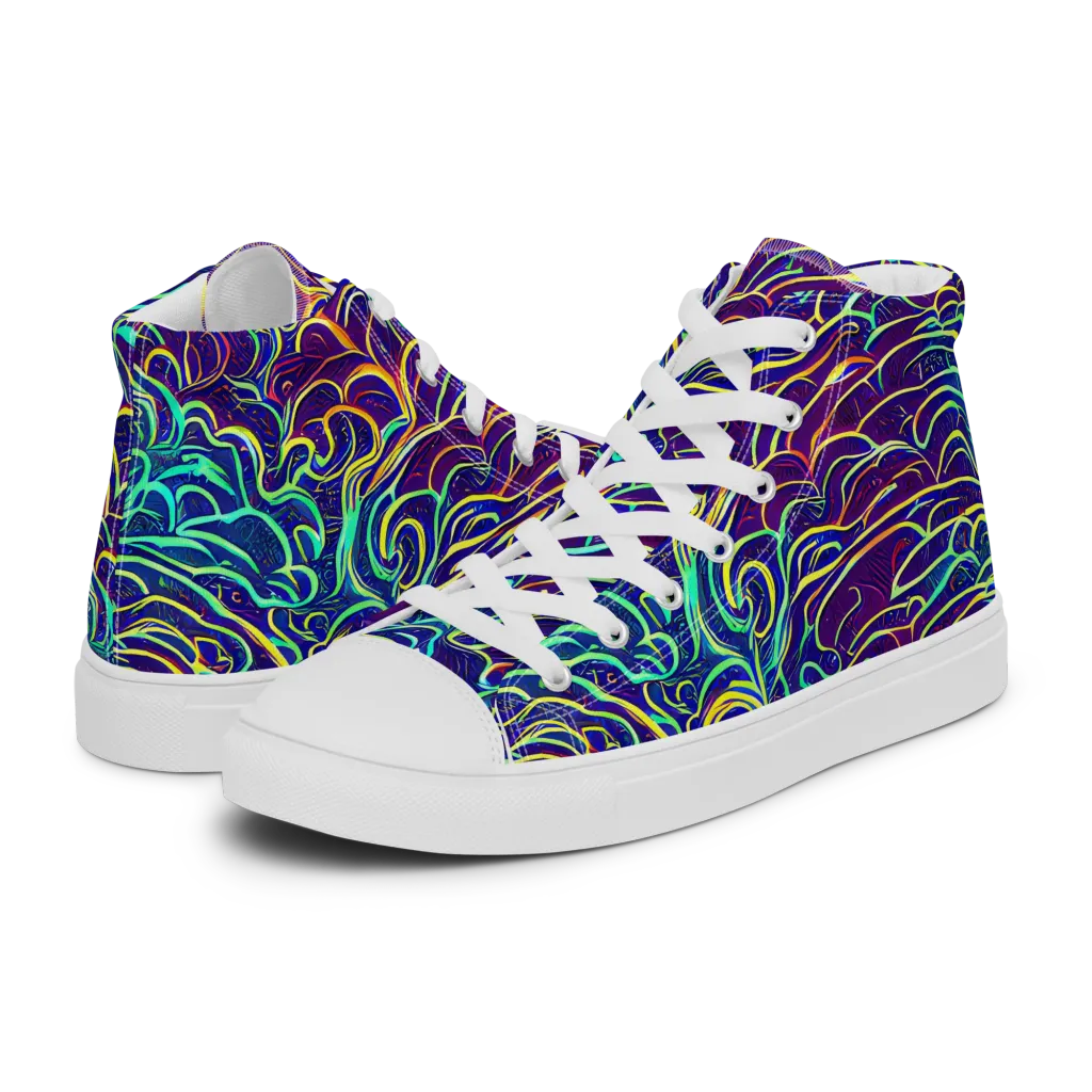 Cosmic Calligraphy on Men's High Top Canvas Shoes — Left