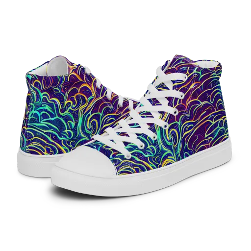 Cosmic Calligraphy on a Men's High Top Canvas Shoes
