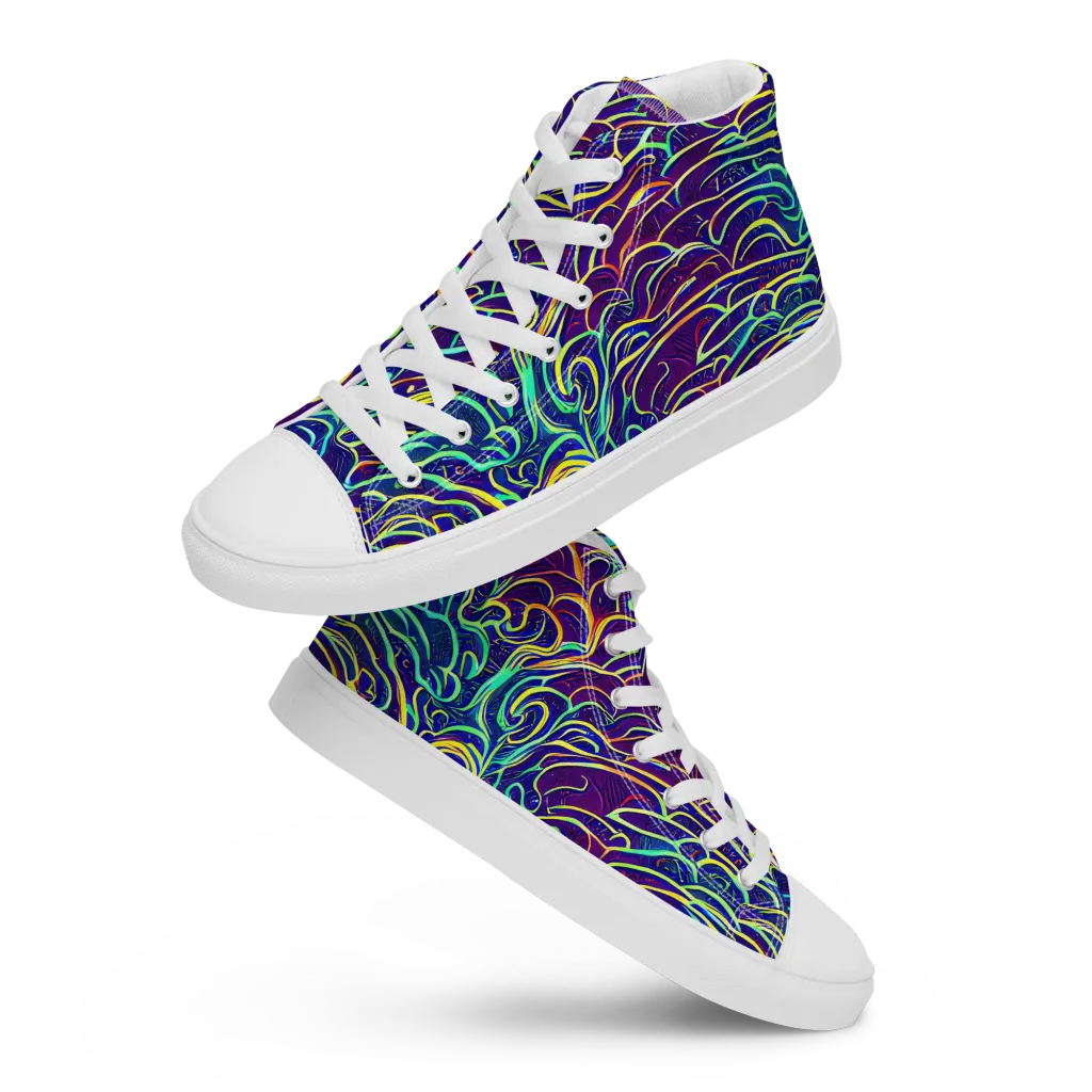 Cosmic Calligraphy on Men's High Top Canvas Shoes — Front