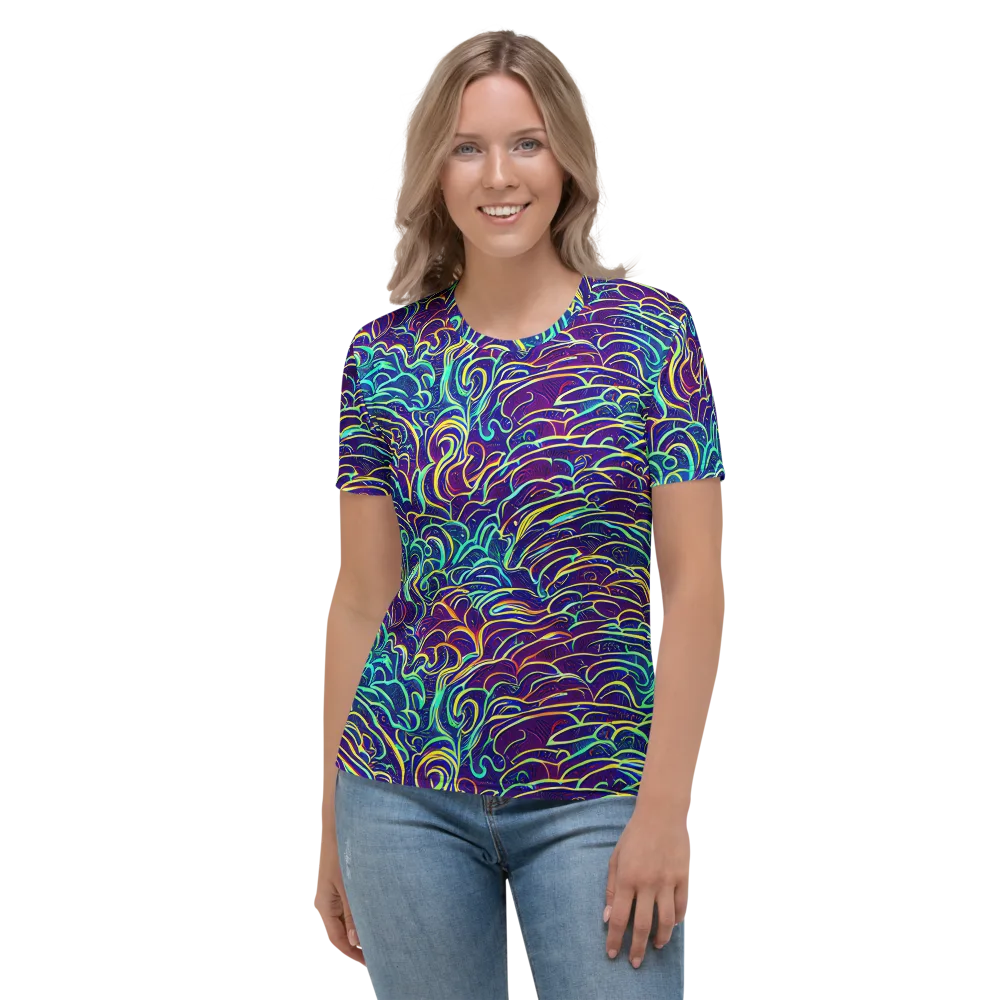 Cosmic Calligraphy on Women's Crew Neck T-Shirt — Front