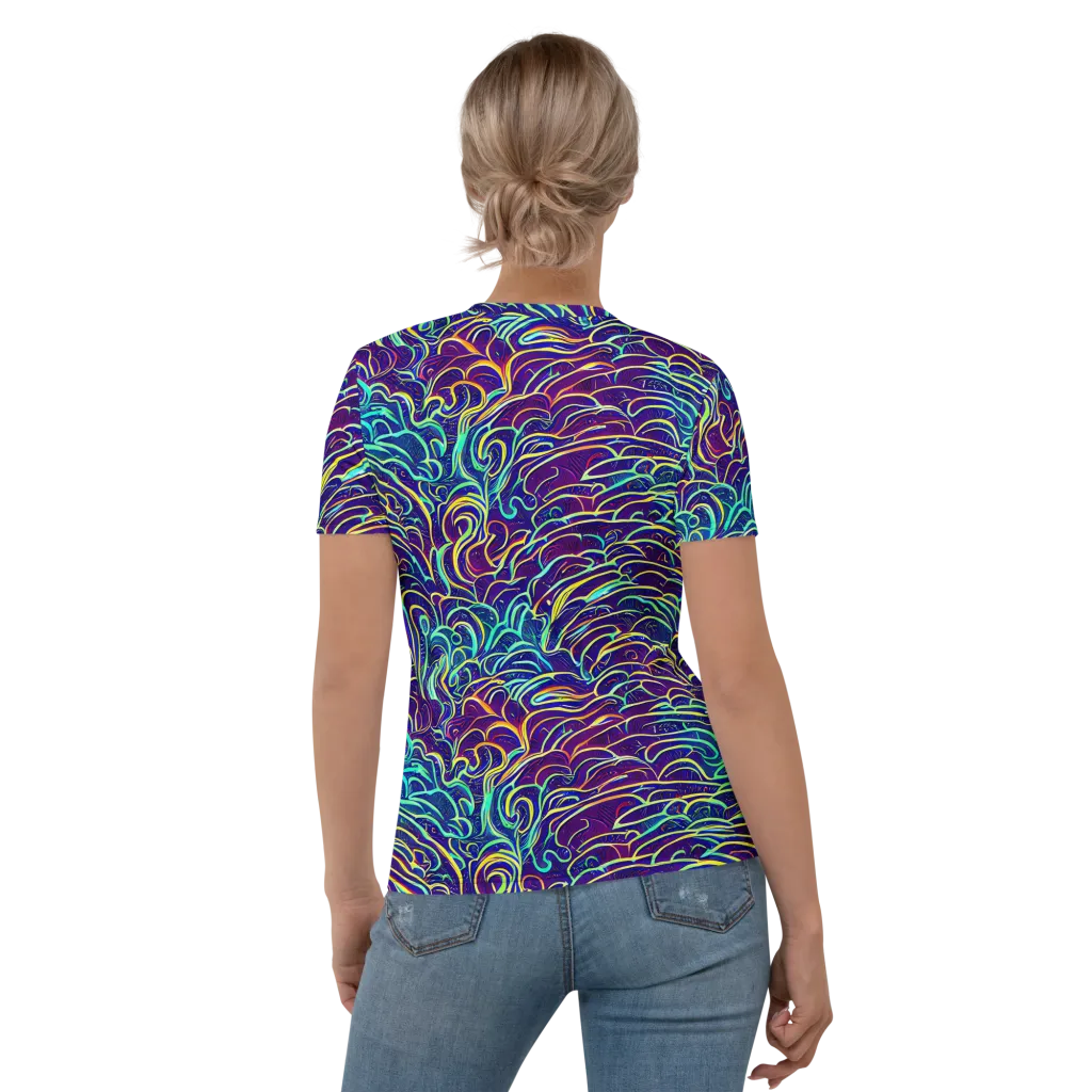 Cosmic Calligraphy on Women's Crew Neck T-Shirt — Back