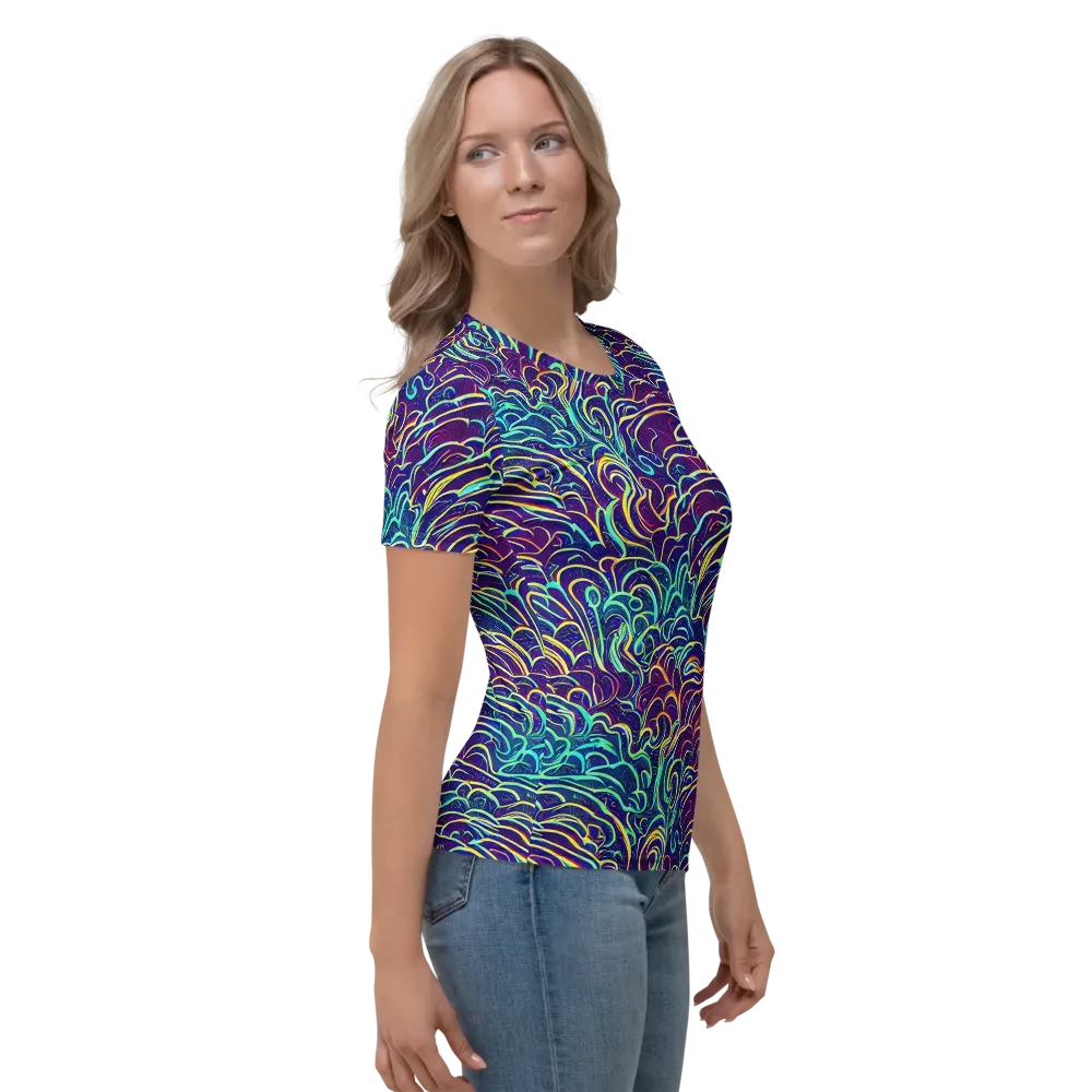 Cosmic Calligraphy on Women's Crew Neck T-Shirt — Right
