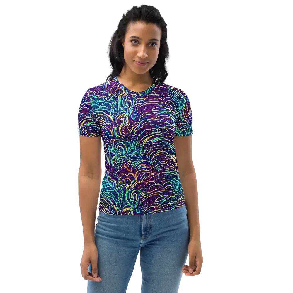 Cosmic Calligraphy on Women's Crew Neck T-Shirt — Front