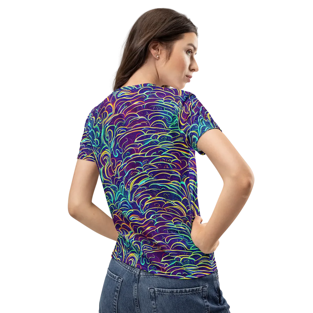 Cosmic Calligraphy on Women's Crew Neck T-Shirt — Back