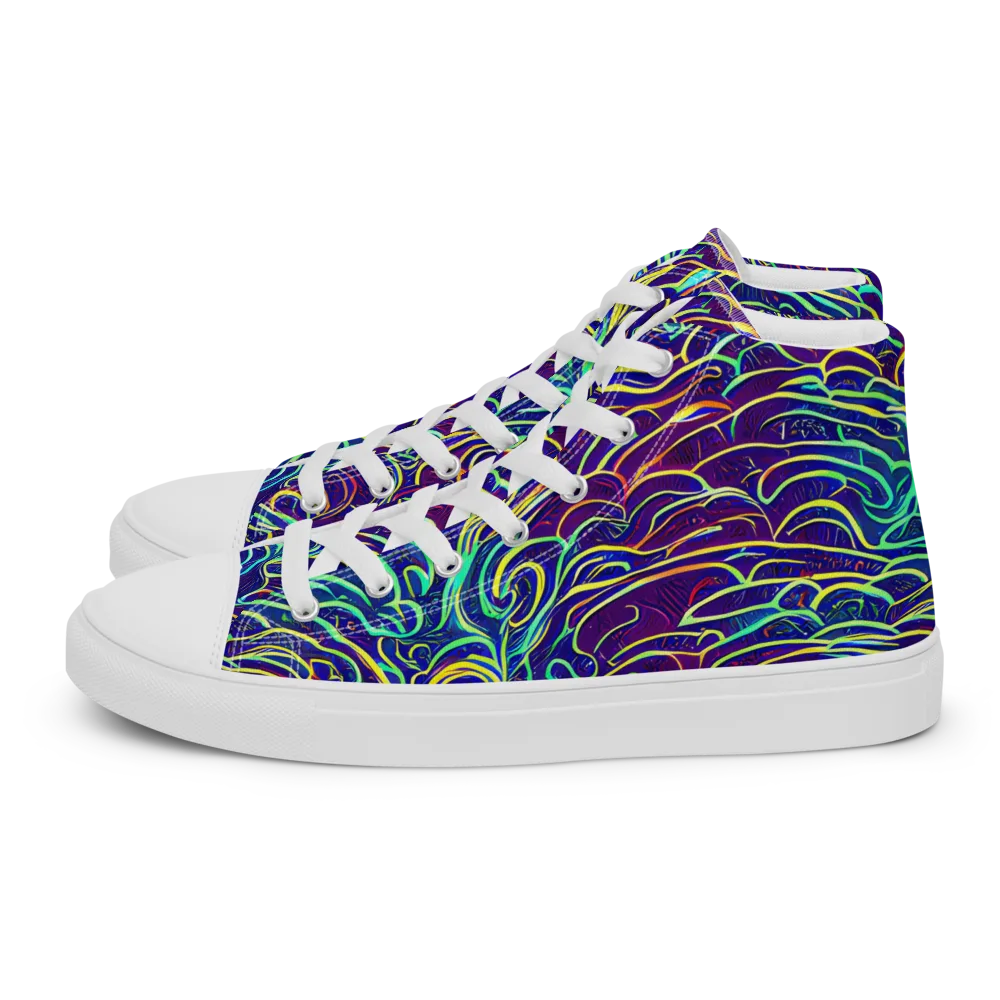 Cosmic Calligraphy on Women's High Top Canvas Shoes — Left