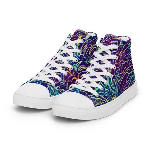 Cosmic Calligraphy on a Women's High Top Canvas Shoes