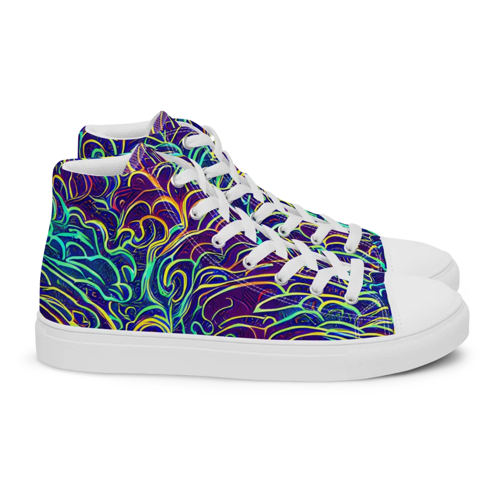 Cosmic Calligraphy on Women's High Top Canvas Shoes — Right