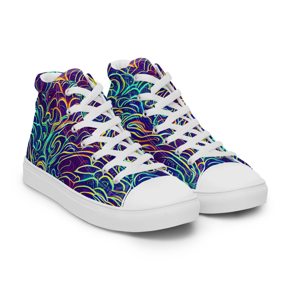 Cosmic Calligraphy on Women's High Top Canvas Shoes — Right Front