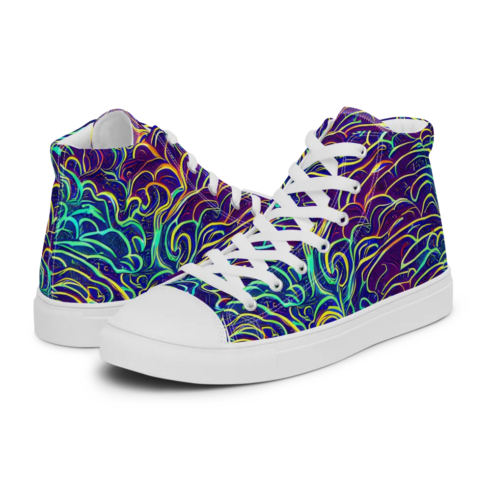 Cosmic Calligraphy on Women's High Top Canvas Shoes — Left