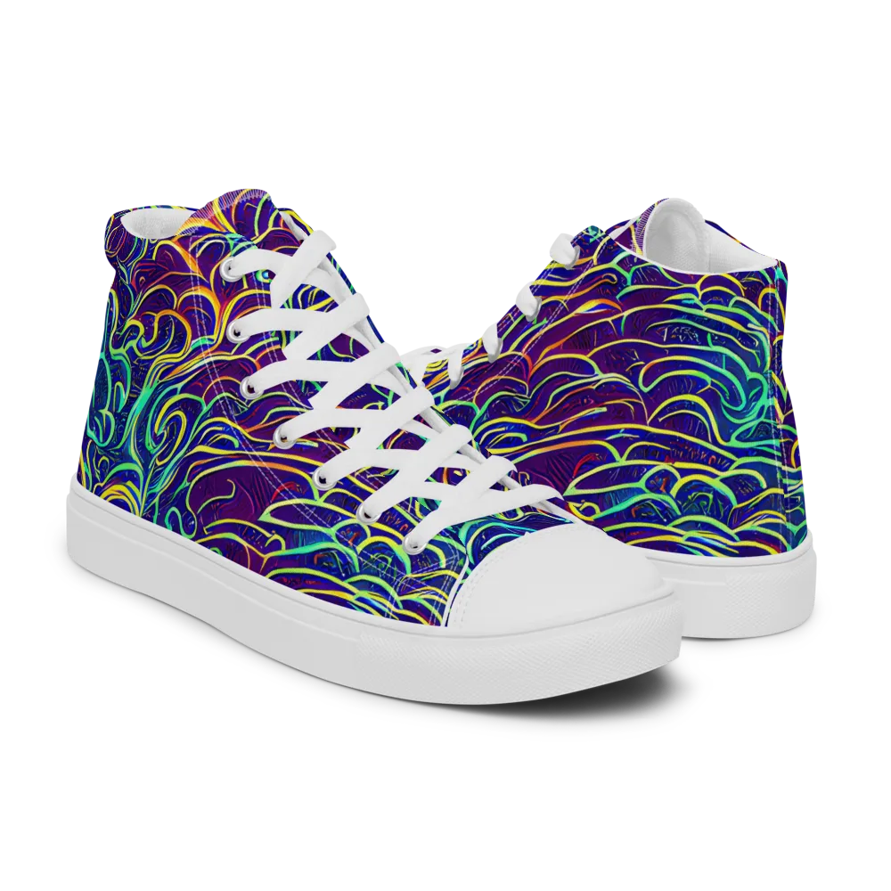 Cosmic Calligraphy on Women's High Top Canvas Shoes — Right