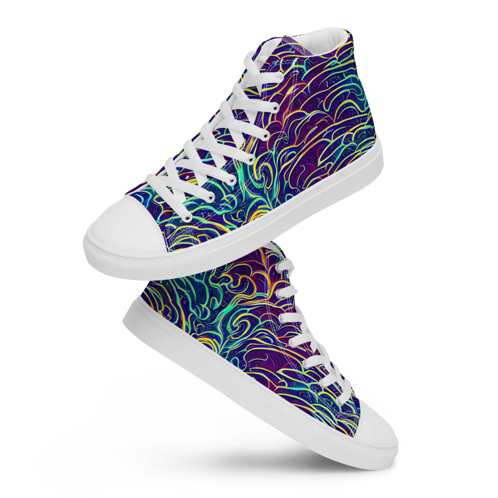 Cosmic Calligraphy on Women's High Top Canvas Shoes — Front