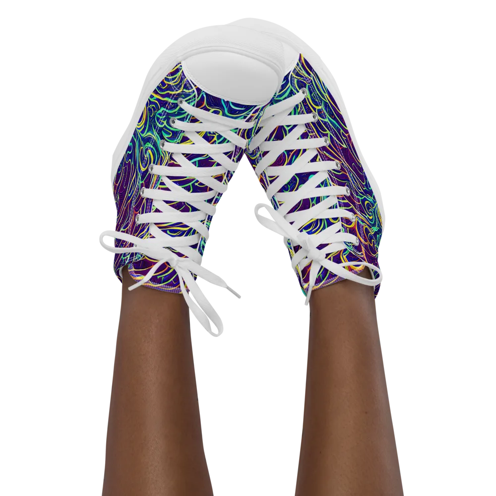 Cosmic Calligraphy on Women's High Top Canvas Shoes — Front