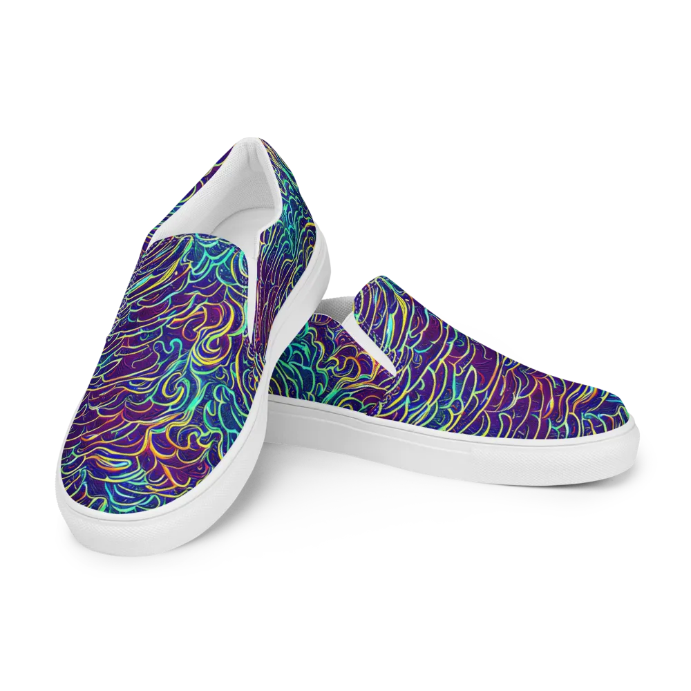 Cosmic Calligraphy on Men's Slip-On Canvas Shoes — Left Front