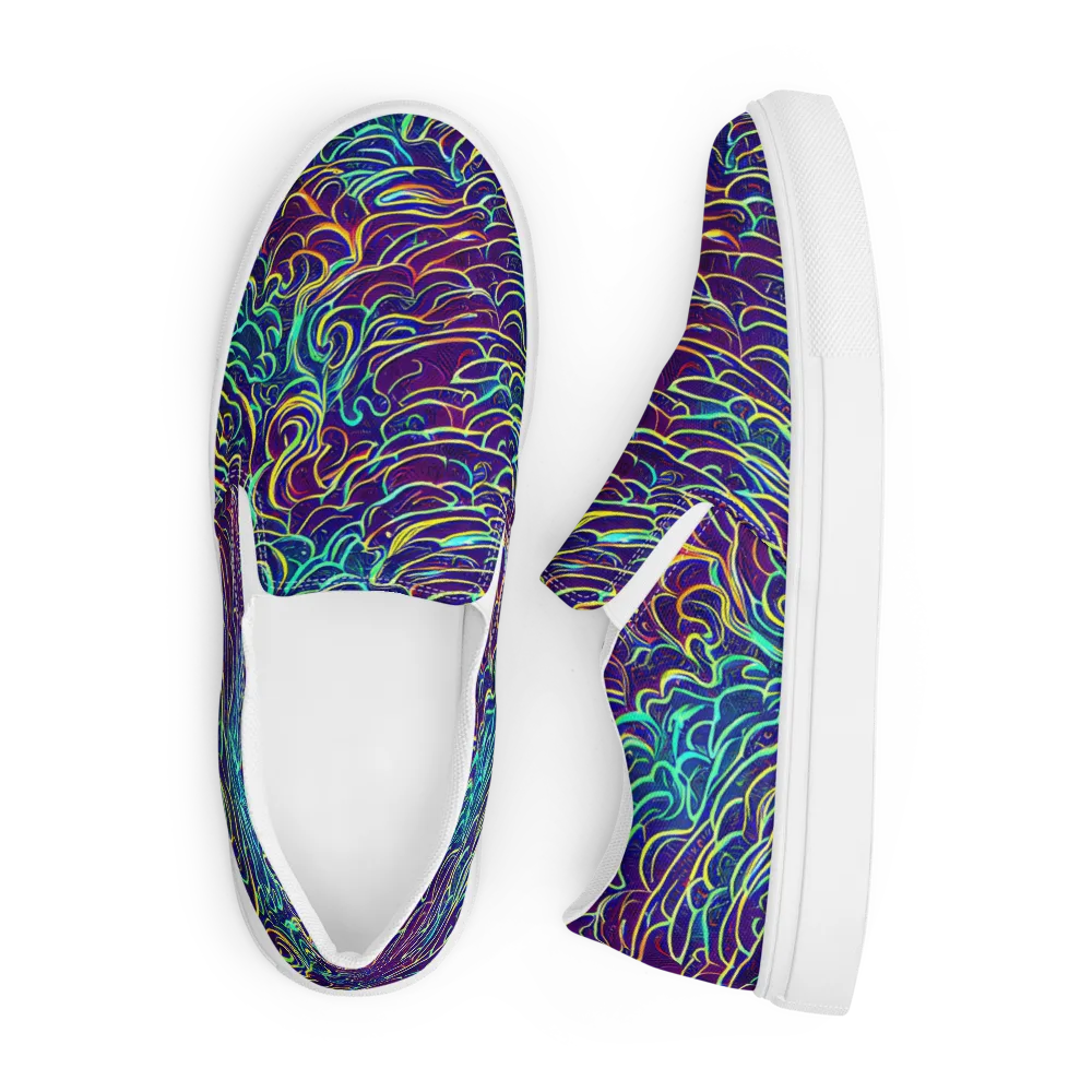 Cosmic Calligraphy on Men's Slip-On Canvas Shoes — Front