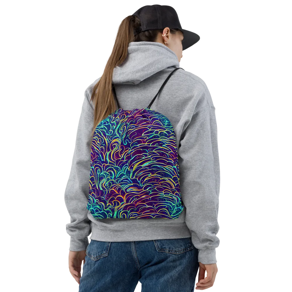 Cosmic Calligraphy on Drawstring Bag — Front