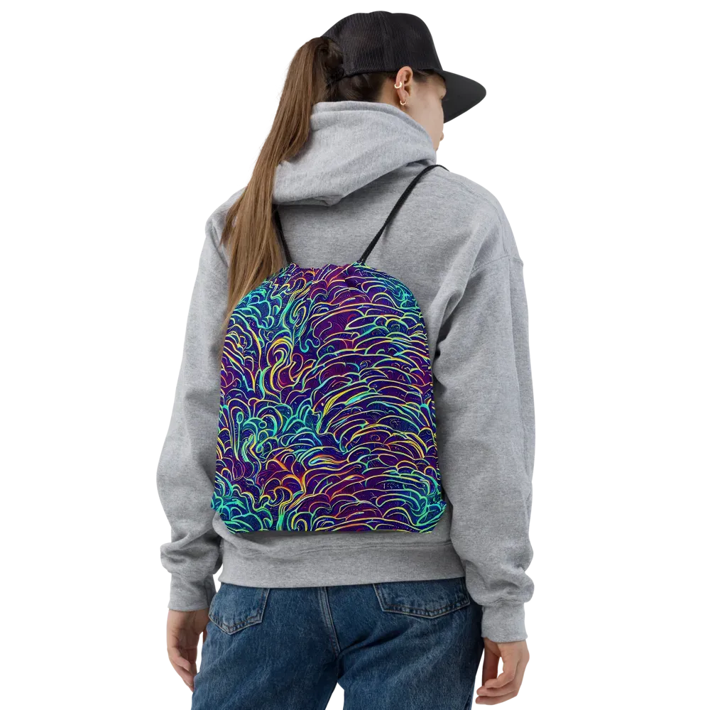 Cosmic Calligraphy on Drawstring Bag — Front