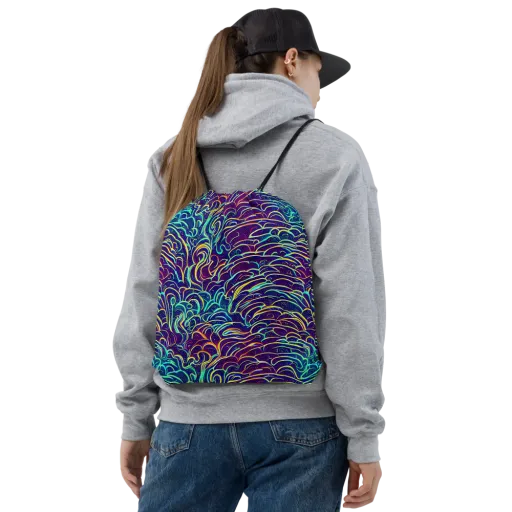 Cosmic Calligraphy on a Drawstring Bag