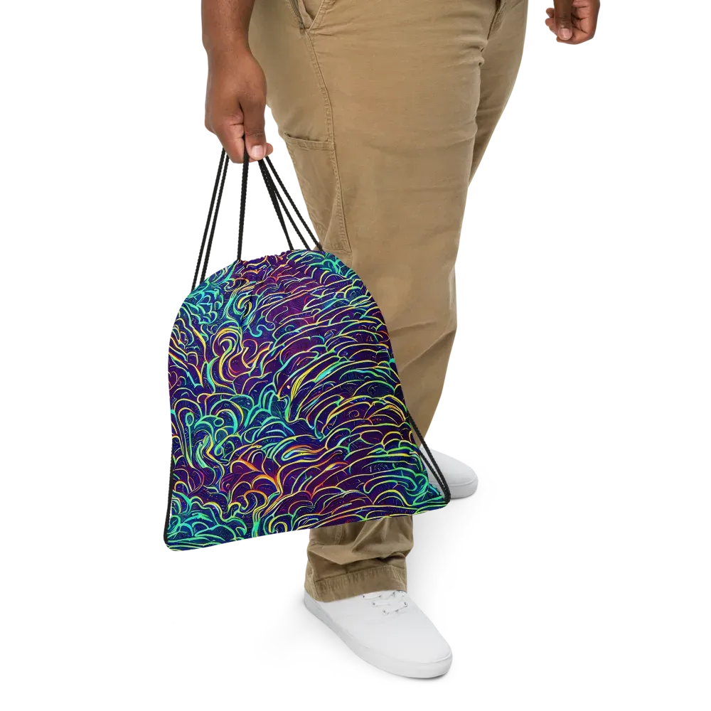 Cosmic Calligraphy on Drawstring Bag — Front
