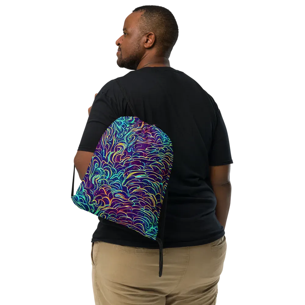 Cosmic Calligraphy on Drawstring Bag — Front