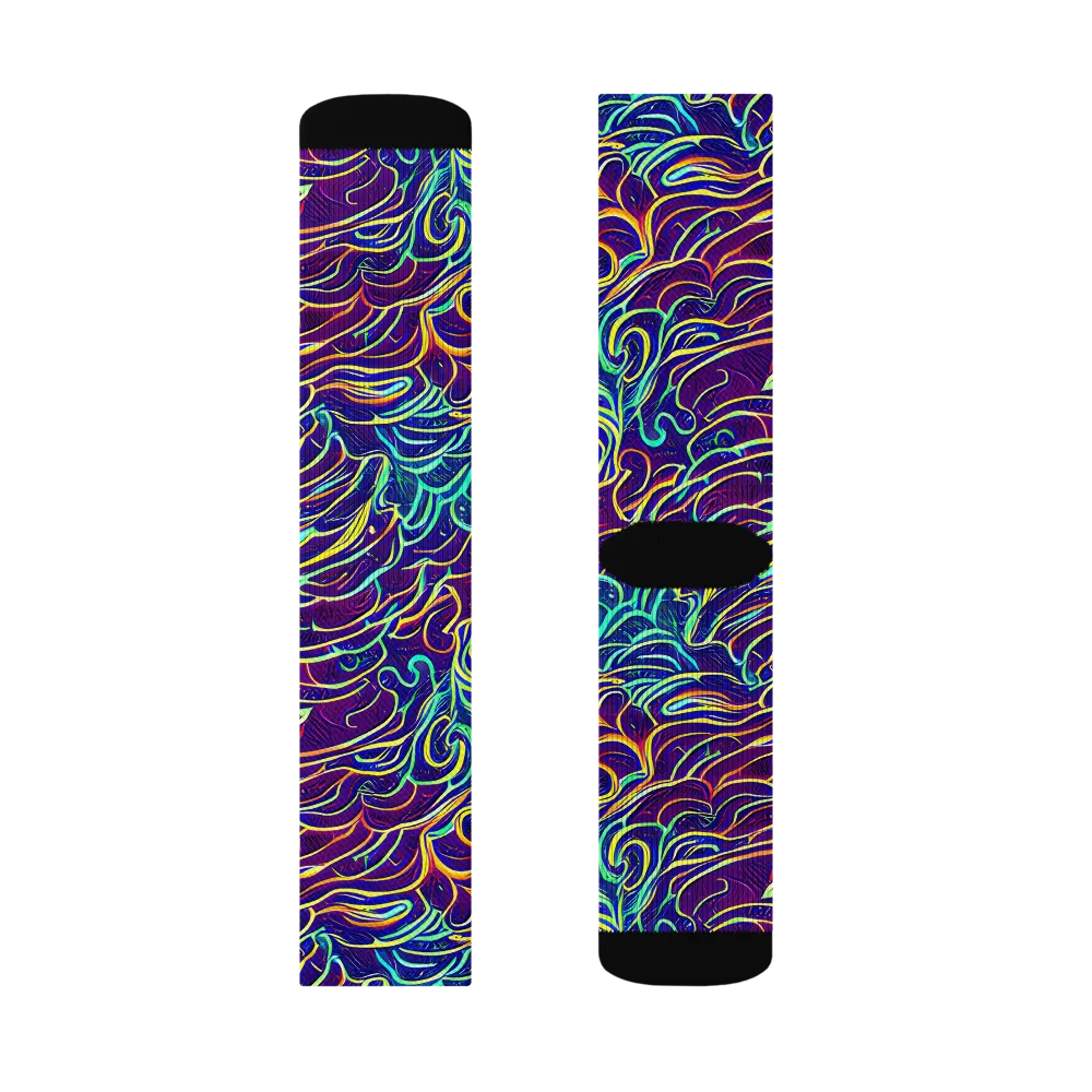 Cosmic Calligraphy on Socks — Left Sock