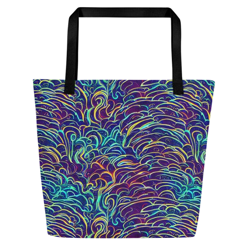 Cosmic Calligraphy on a Large Tote Bag W/ Pocket