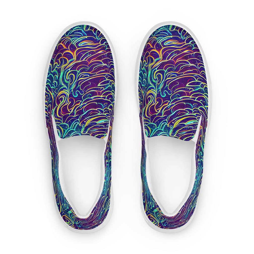 Cosmic Calligraphy on Women's Slip-On Canvas Shoes — Front