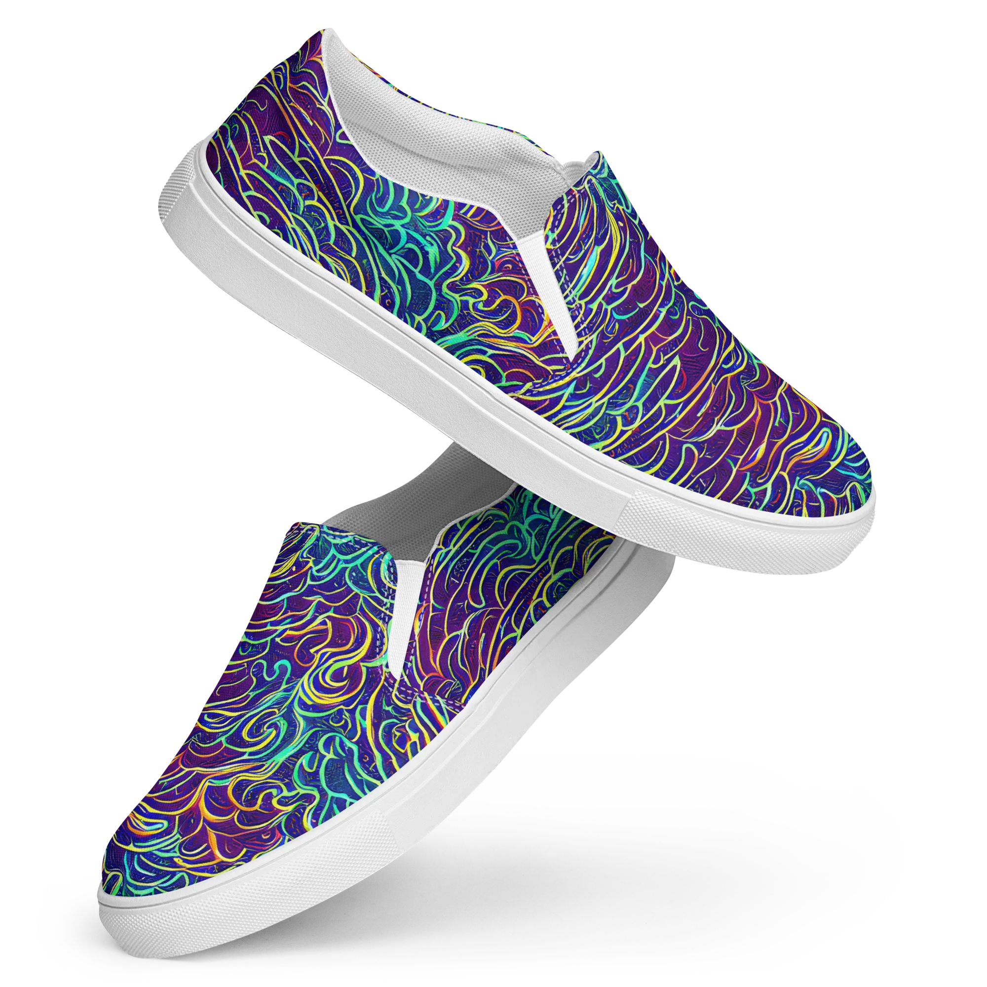 Cosmic Calligraphy on Women's Slip-On Canvas Shoes — Front
