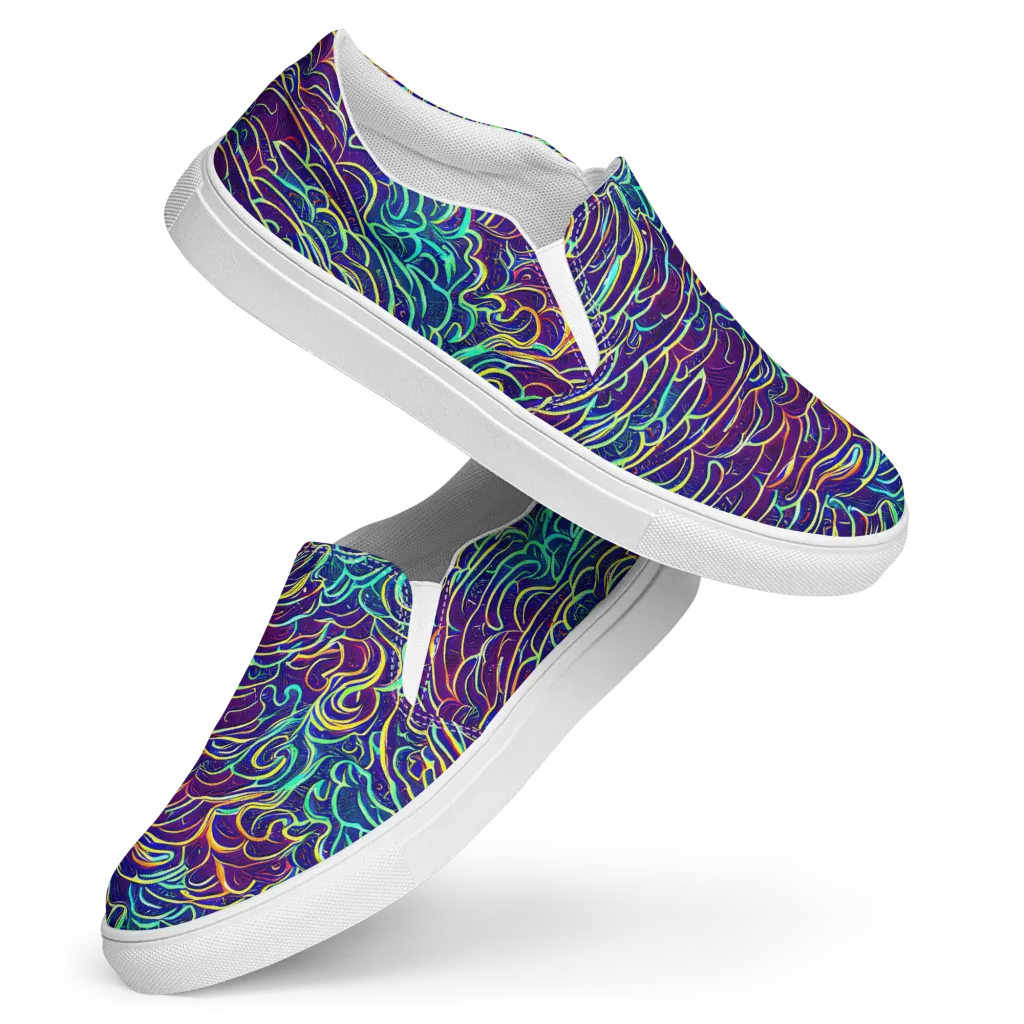 Cosmic Calligraphy on Women's Slip-On Canvas Shoes — Front