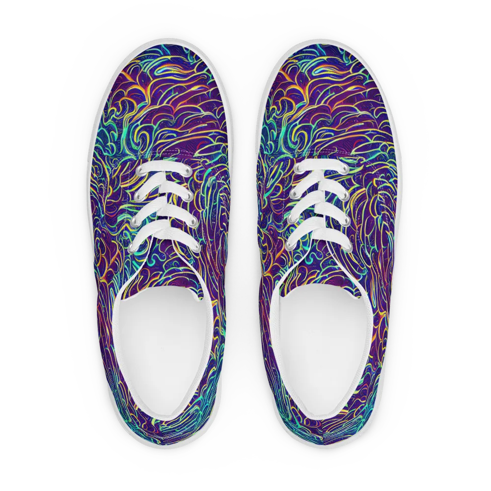Cosmic Calligraphy on Men's Lace-Up Canvas Shoes — Front