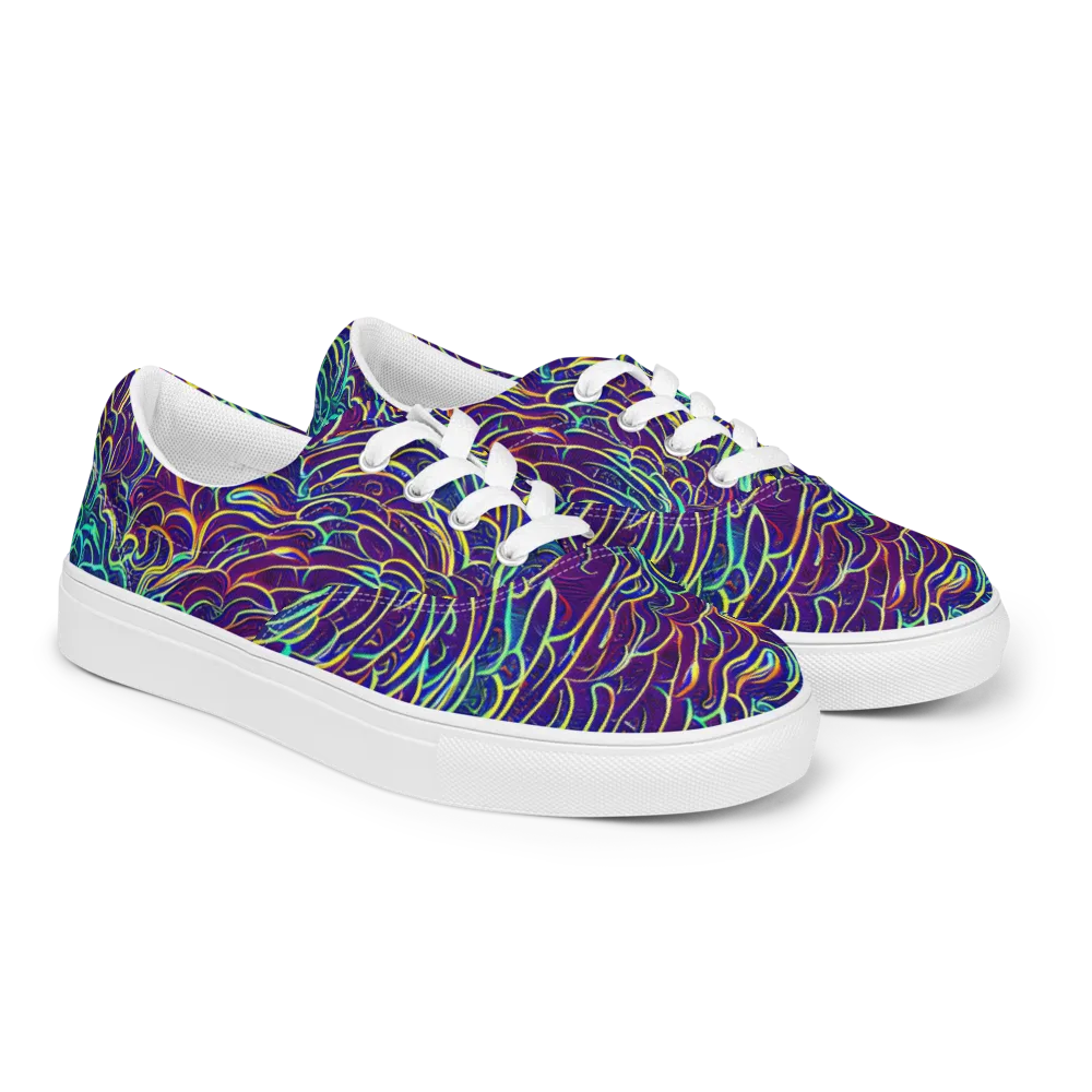 Cosmic Calligraphy on Men's Lace-Up Canvas Shoes — Right Front