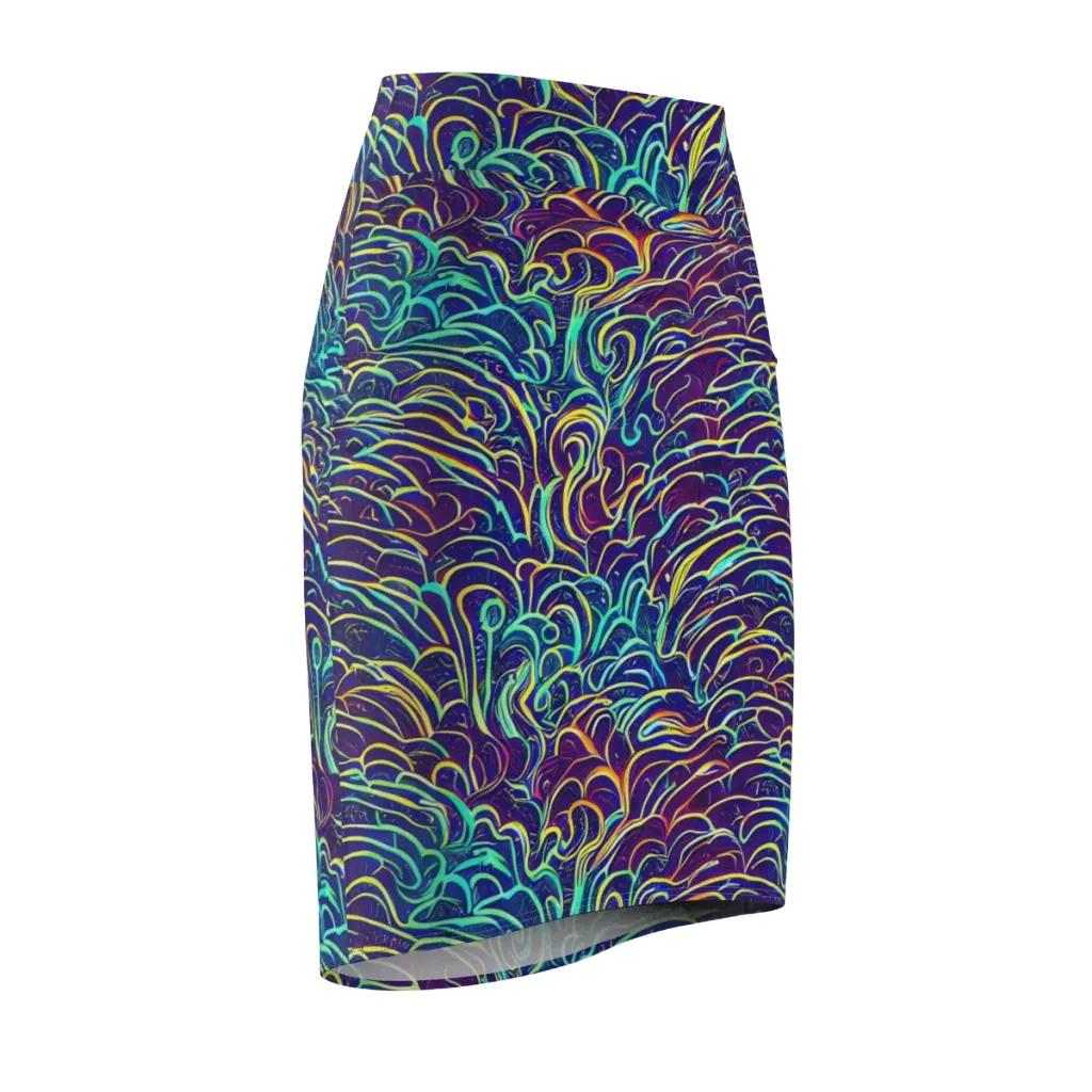 Cosmic Calligraphy on Pencil Skirt — Front Side