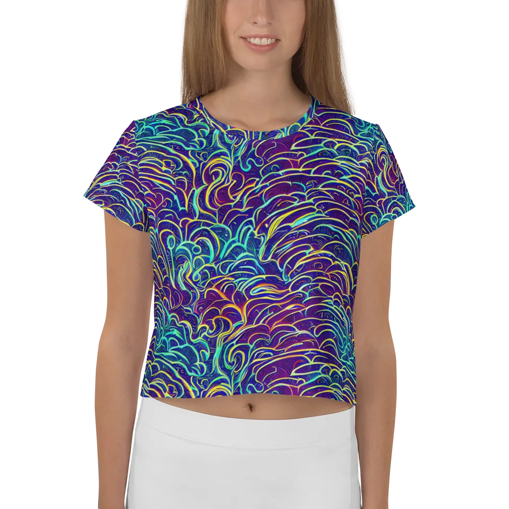 Cosmic Calligraphy on Crop Tee — Front