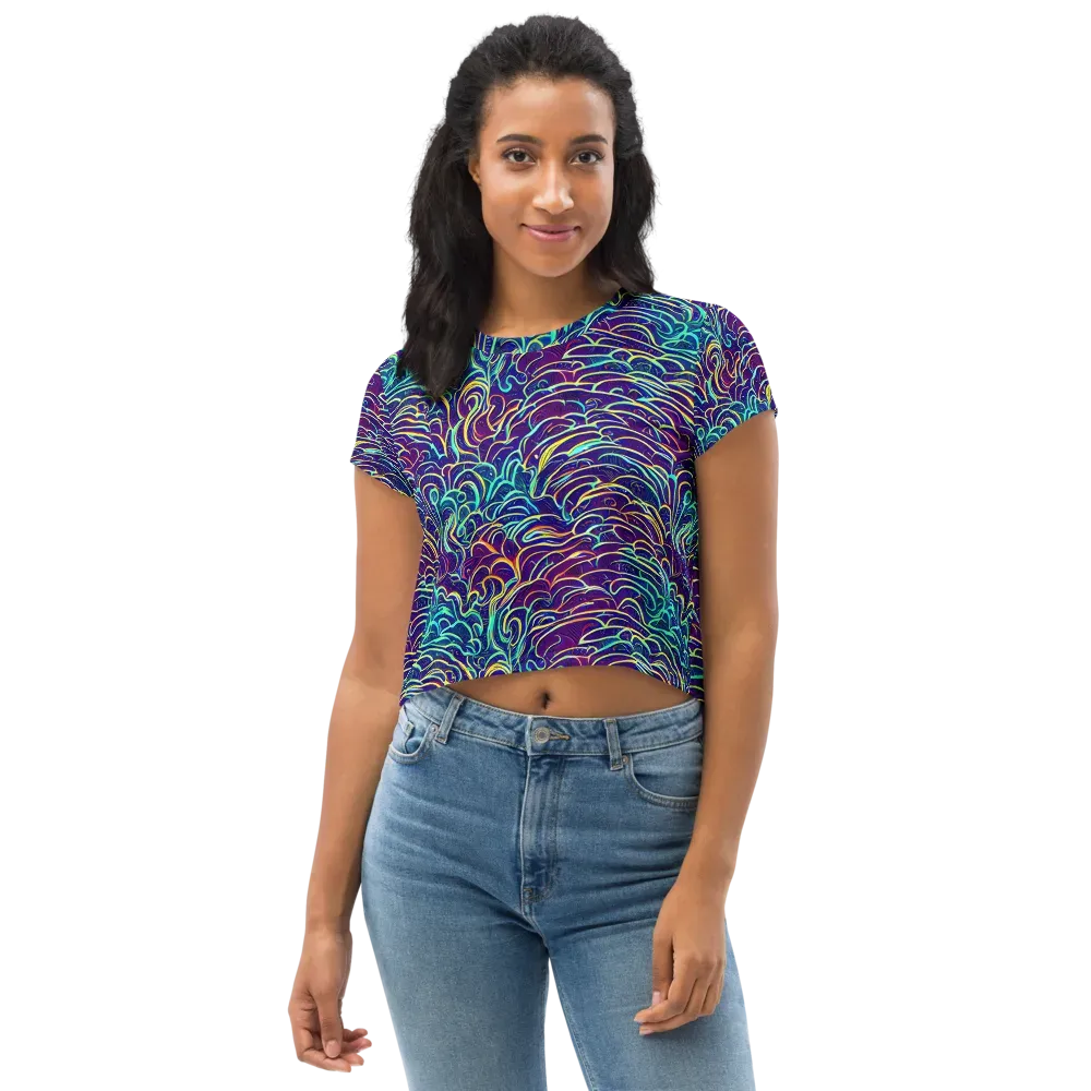 Cosmic Calligraphy on Crop Tee — Front
