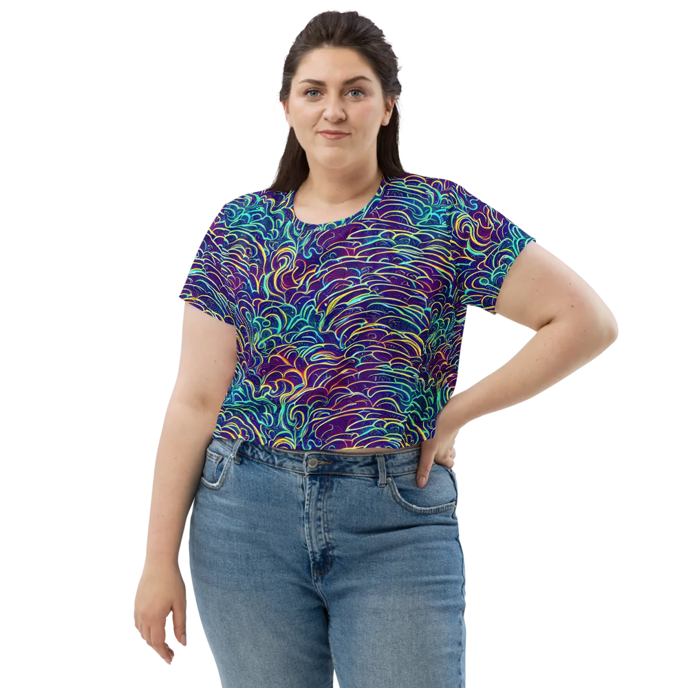 Cosmic Calligraphy on Crop Tee — Front