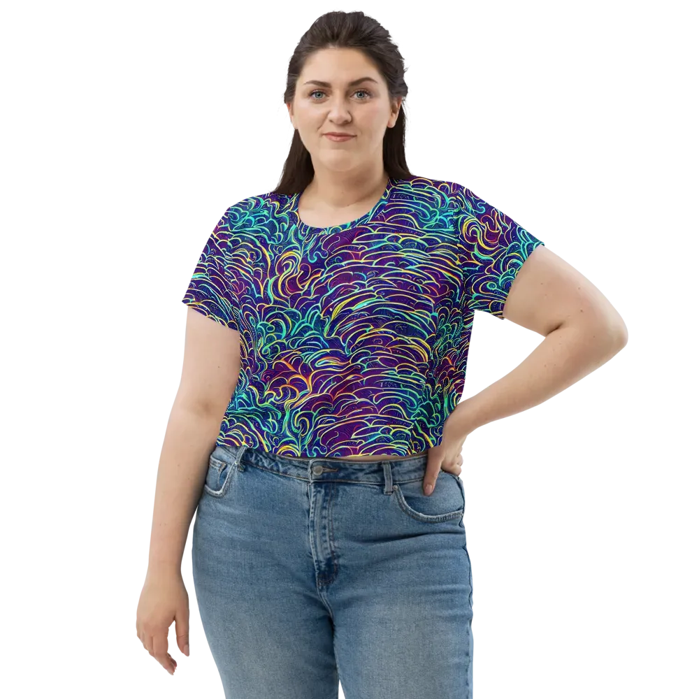 Cosmic Calligraphy on Crop Tee — Front