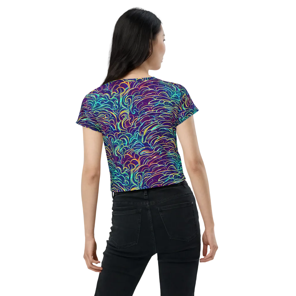 Cosmic Calligraphy on Crop Tee — Back