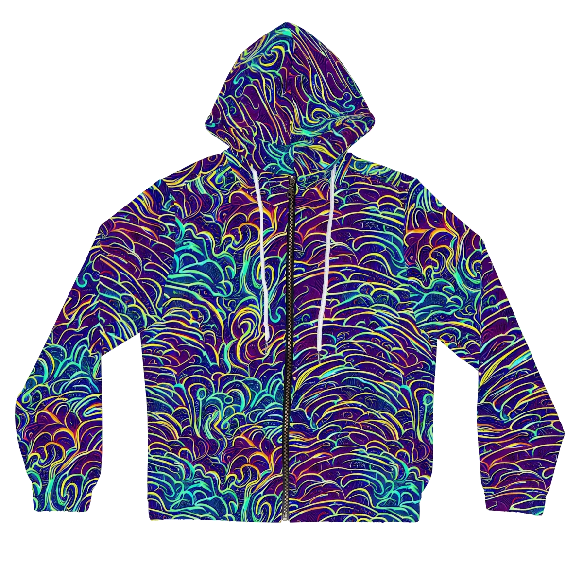 Cosmic Calligraphy on Women's Full-Zip Hoodie — Front